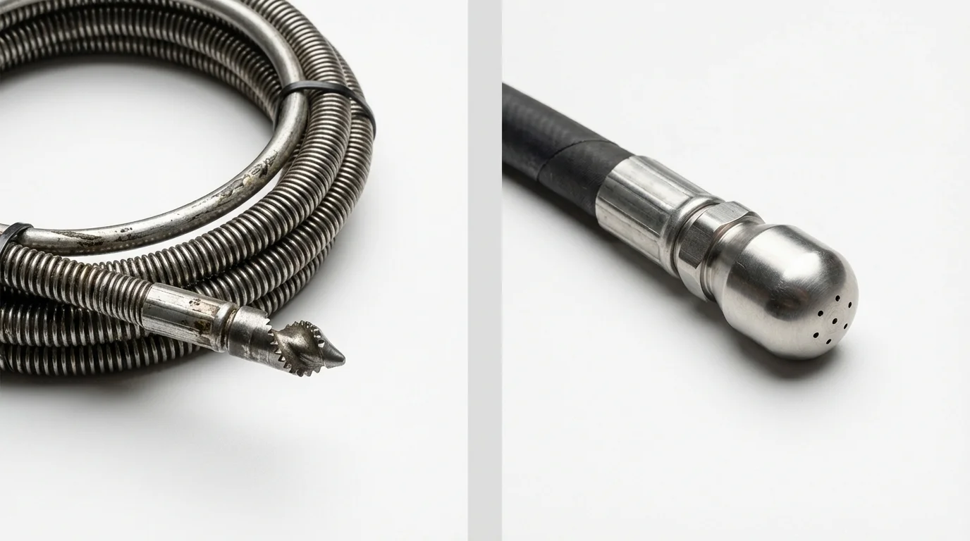 Drain snake cable and hydro jetting nozzle used for drain cleaning in Ballwin, MO