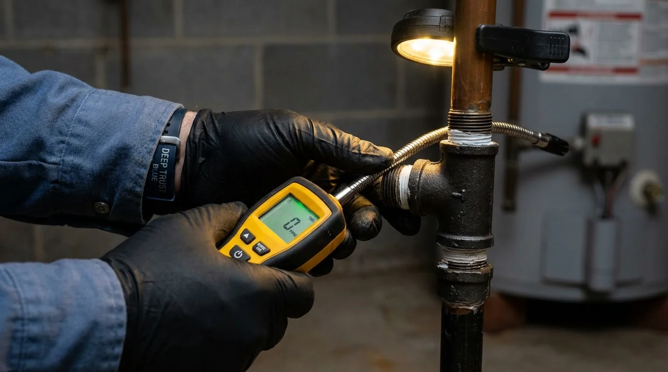 Gas leak detection with electronic sniffer by Johns Plumbing LLC in Ballwin
